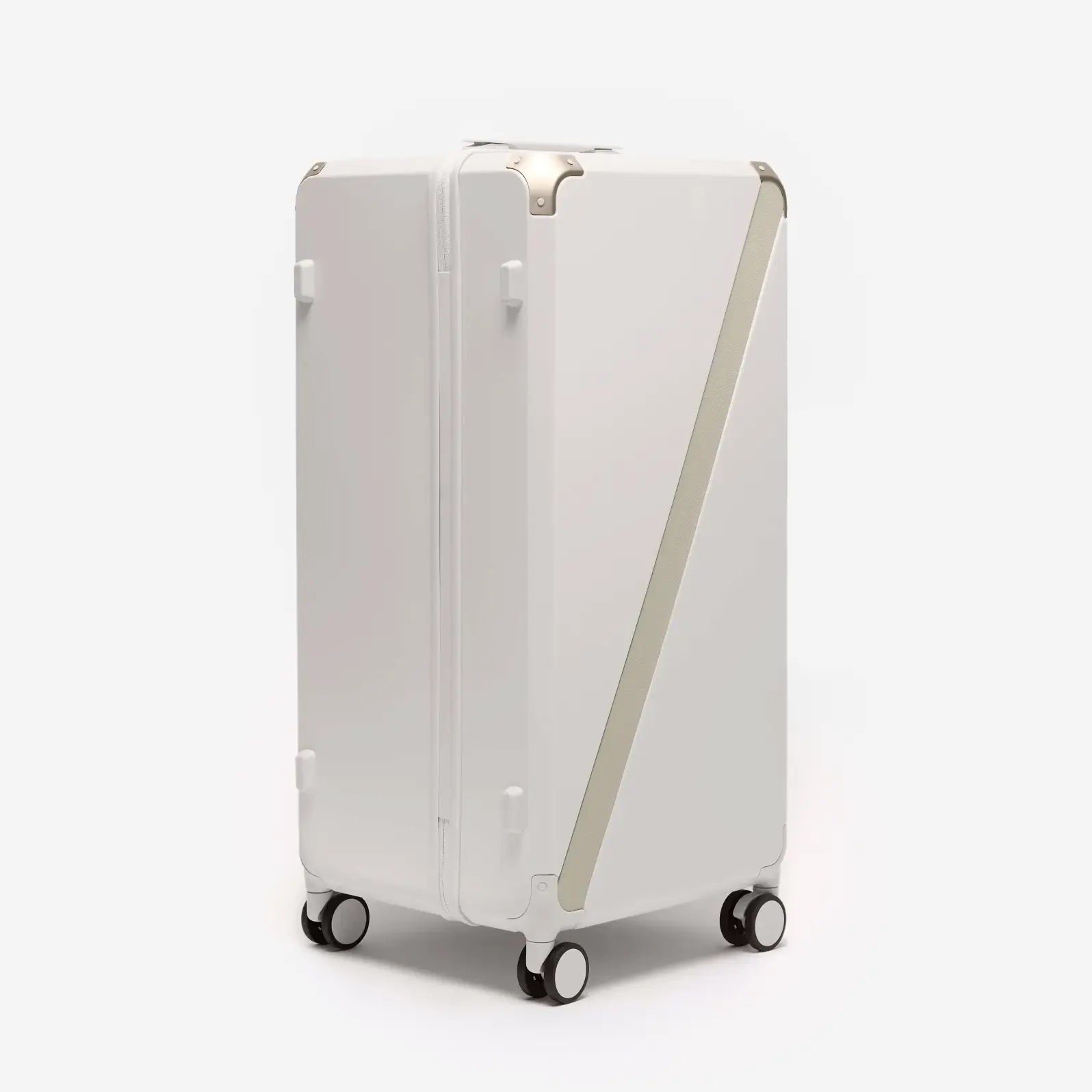 Beige premium checked luggage, The Large Trunk Essential by Armoir, front angle view