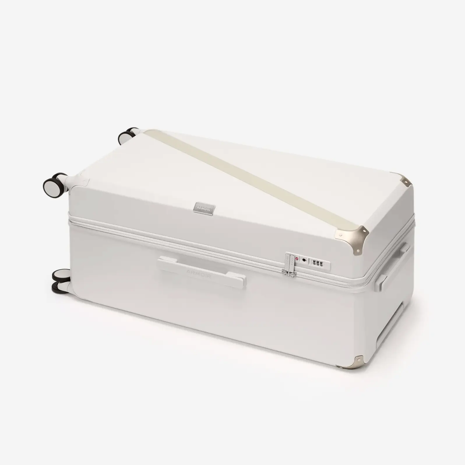 Beige large travel trunk, The Large Trunk Essential by Armoir, horizontal view