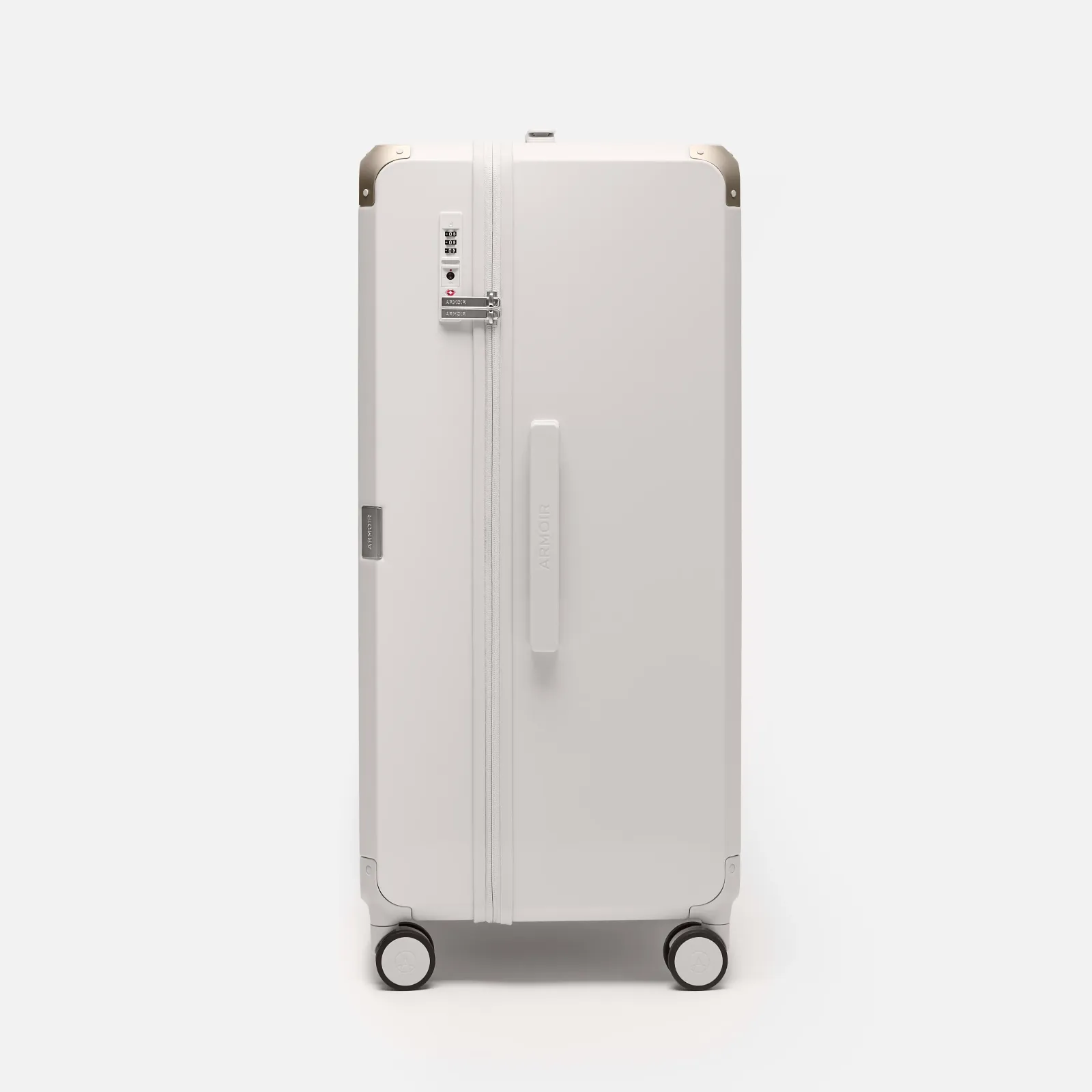 Beige checked suitcase, The Large Trunk Essential by Armoir, side profile